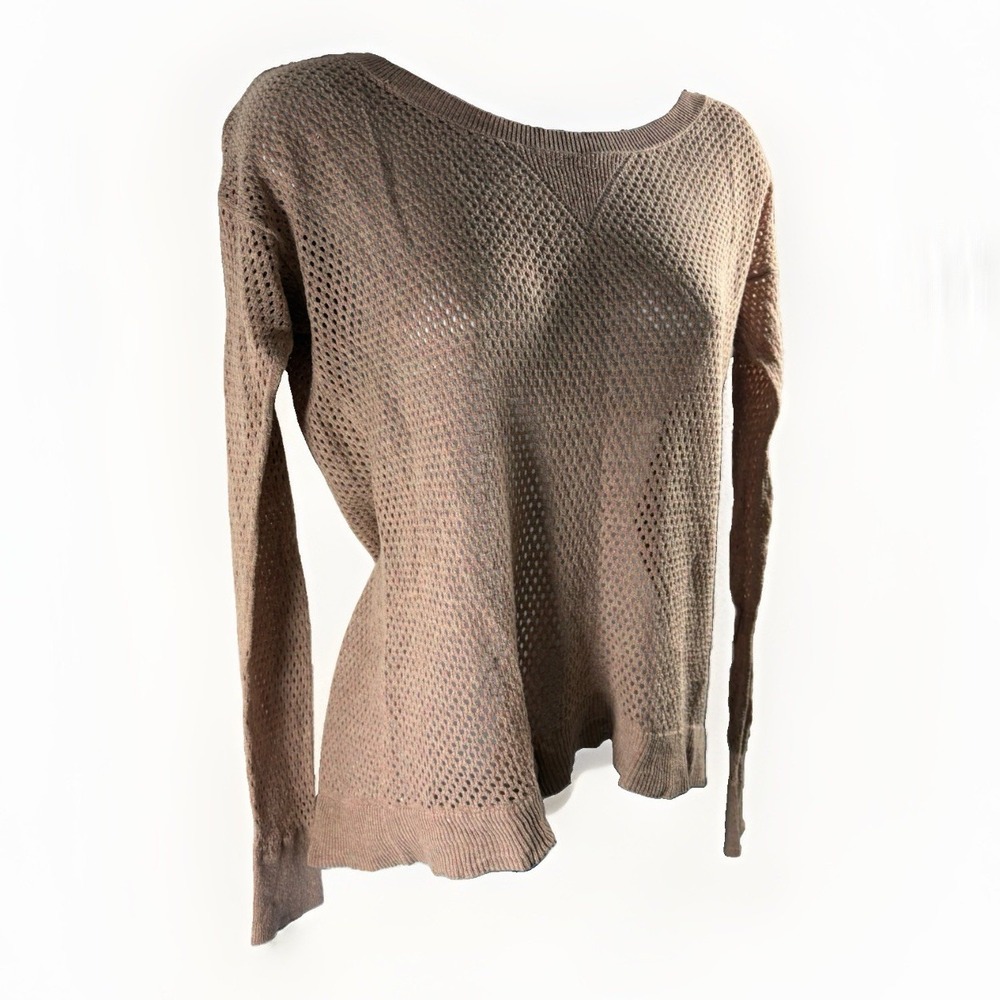 American Eagle Open Knit Mesh Scoop Neck Sweater Pink Tan S/P 2012